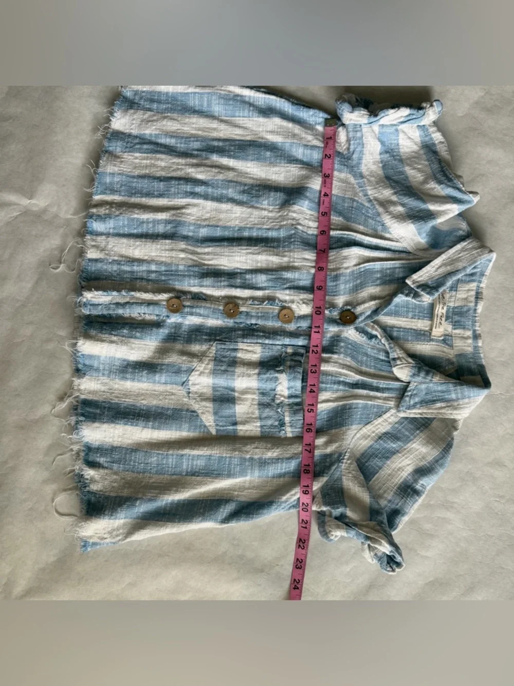 We The Free Away At Sea Crop Boxy Linen Blend Medium Top Nautical Relaxed G - Picture 8 of 11
